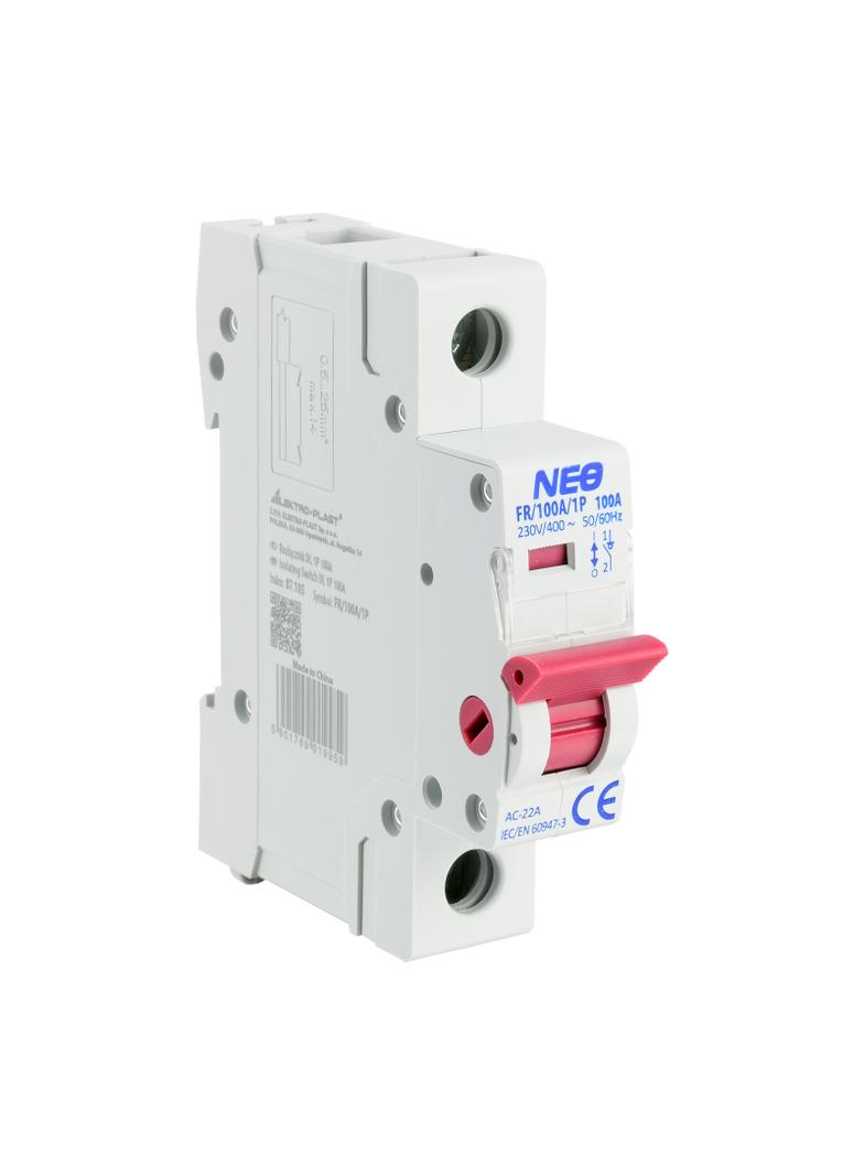 Rozłącznik izolacyjny modułowy 1P 100A DL 1P 100A FR/100A/1P biały 87.105 OPATÓWEK