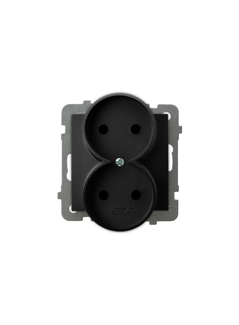 AS Gniazdo podwójne moduł bez ramki - kolor czarny metalik