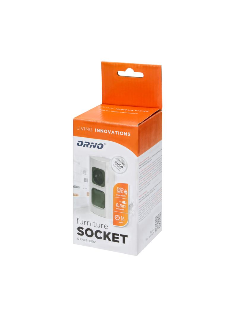 Gniazdo meblowe z wyłącznikiem, 1x2P+Z OR-AE-1302 ORNO