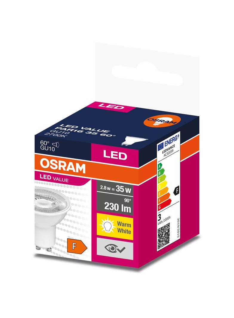 Lampa LED VALUE non-dim PAR16 35 60° 2,8W 827 230V GU10