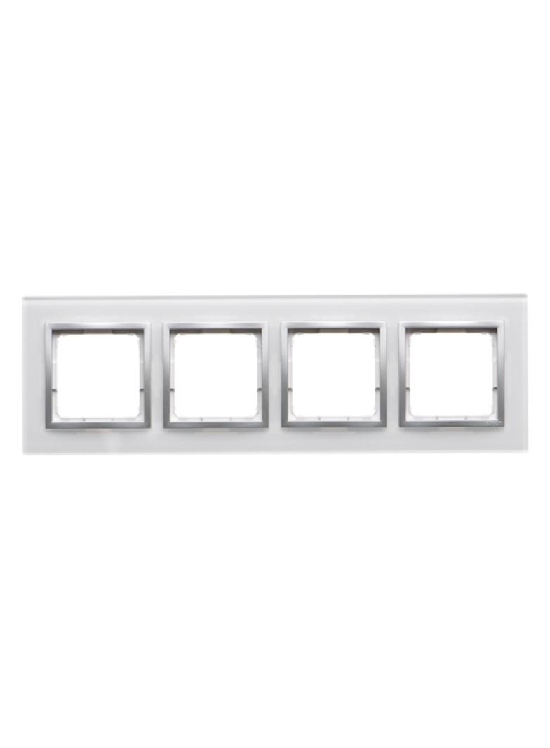 Simon 54 NATURE WMDZ-0140xS-069 Ramka 4-krotna Nature-Szkło, SREBRNA PERŁA, IP20/IP44. (IP44-należy DRN4/69 KONTAKT