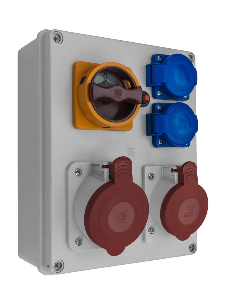 Rozdzielnia R-BOX 240, 1 x 32A / 5p, 1 x 16A / 5p, 2 x 230 V, wył. 0/1