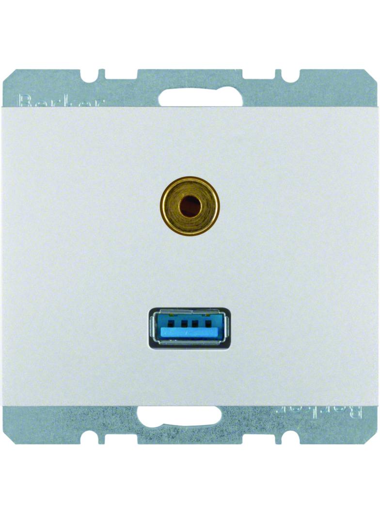 BERKER K.5 Gniazdo USB/3.5mm audio aluminium 3315397003 HAGER