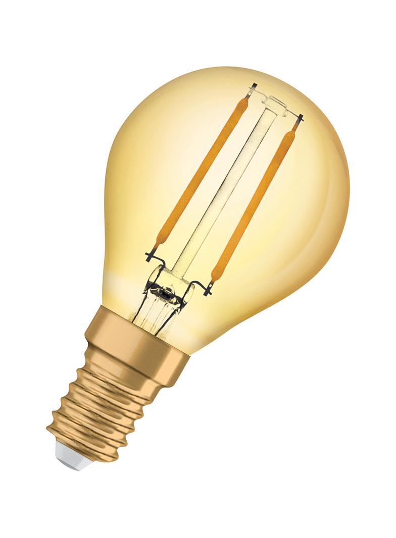 Lampa LED Vintage 1906 CL P Filament szkło przezroczyste GOLD 22 non-dim 2,5W 824 E14