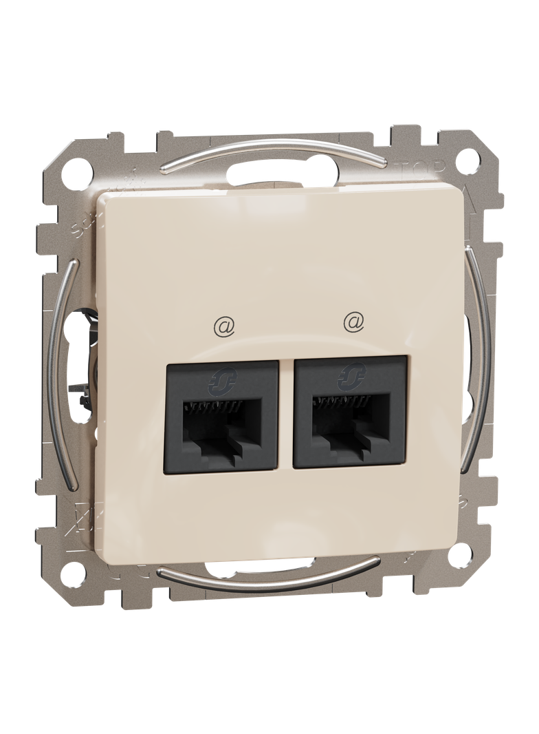 Sedna Design & Elements, gniazdo komputerowe 2xRJ45 kat.5e UTP, beżowy