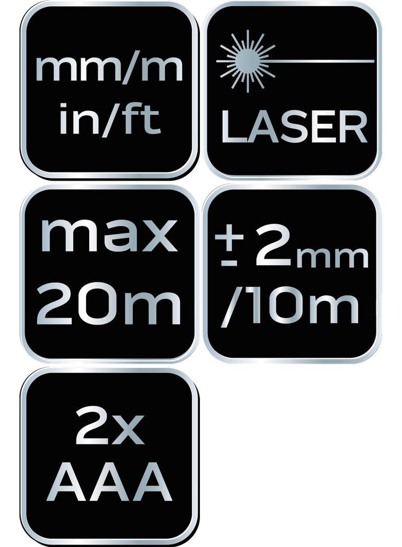 Dalmierz laserowy, zasięg 20 m