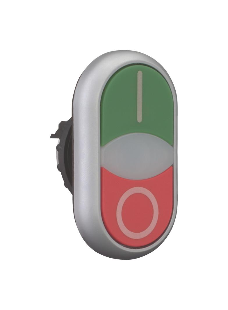 M22-DDLF-GR-X1/X0 Przycisk podwójny zielony/czerwony /O-I/ z samopowrotem i z możliwością podświetle