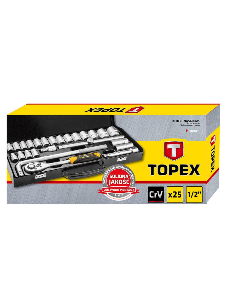 Klucze nasadowe 1/2", metalowa walizka, zestaw 25 szt.
