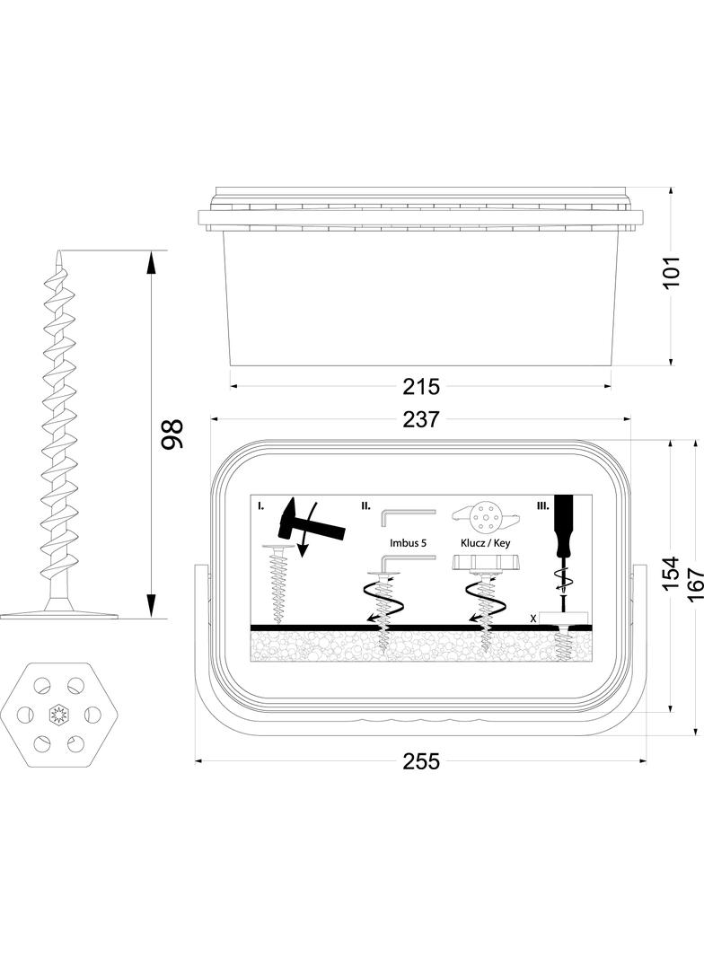 Wkręcane kołki do montażu-izolacji Z-luczem KWM-100 BOX (50 szt.) białe 22.199 OPATÓWEK