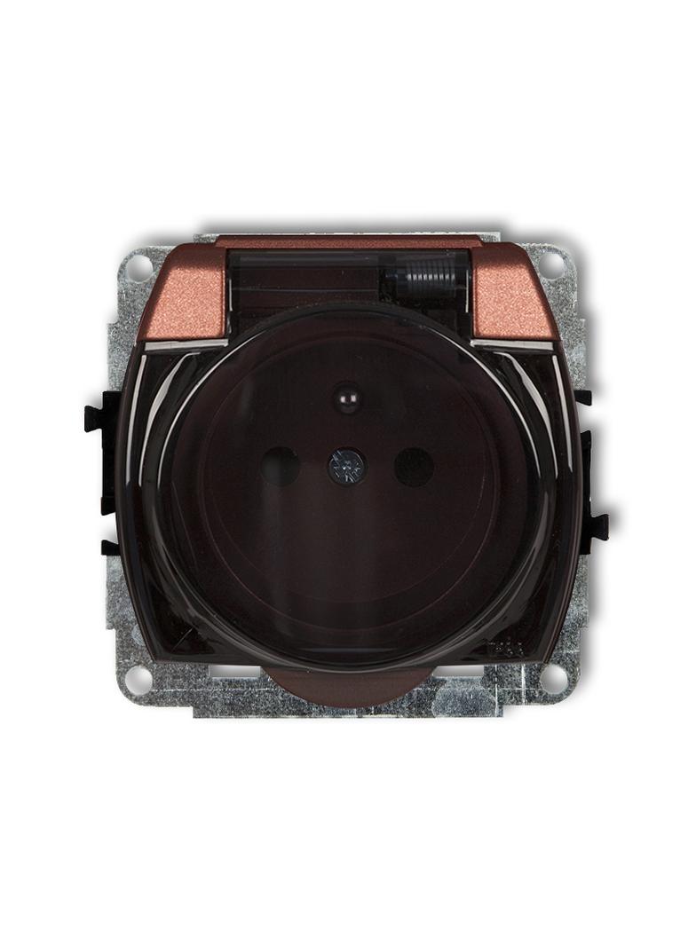 TREND Mechanizm gniazda bryzgoszczelnego z uziemieniem 2P+Z (klapka dymna, przesłony torów prądowych