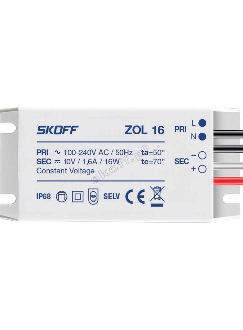 Zasilacz typ ZOL16 | 100 - 240 V AC / 10 V DC | 50 Hz | 1,6 A | 16 W | IP 68