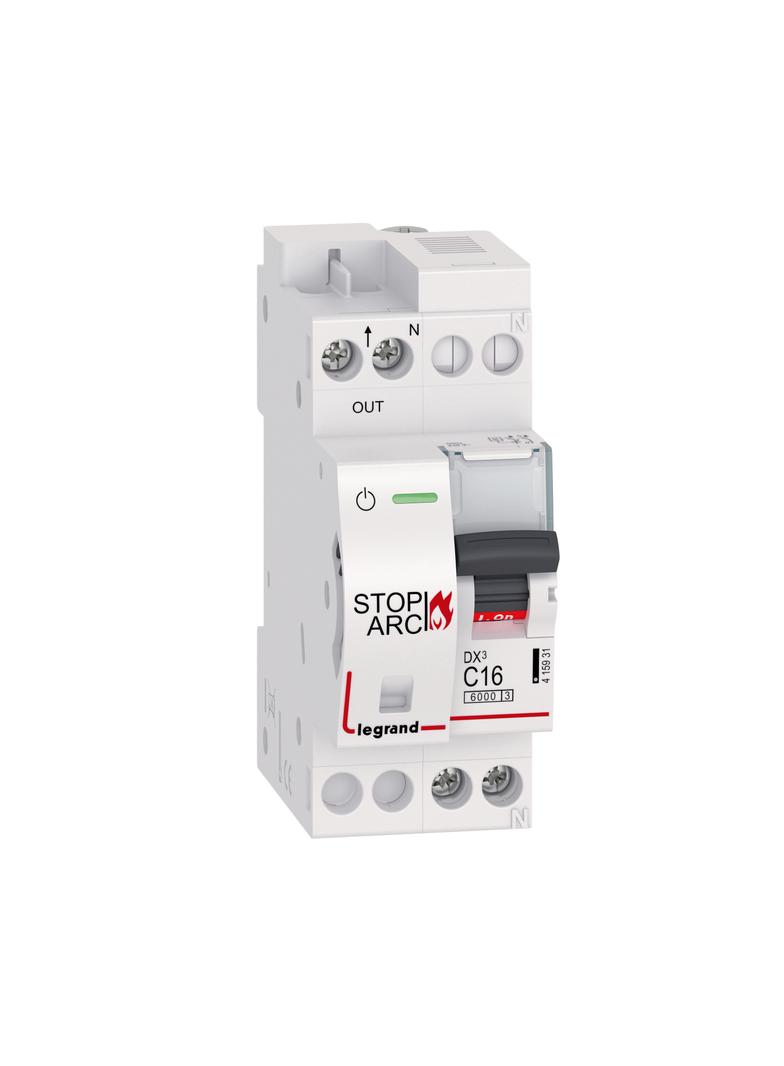 DETEKTOR ZWARĆ ŁUKOWYCH DX3 STOP ARC ZINTEGROWANY Z WYŁĄCZNIKIEM NADPRĄDOWYM 1P+N 6000A C16, Legrand