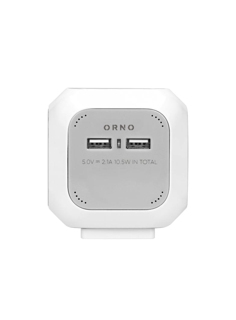 Przedłużacz 4 krotny ładowarka 2xUSB 1,4m H05VV-F 3x1mm2 szaro-biały OR-AE-13144 ORNO