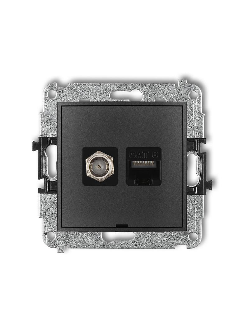 ICON Mechanizm gniazda antenowego poj. typu F (SAT) + gniazda komp. poj. 1xRJ45, kat. 6, 8-stykowy,