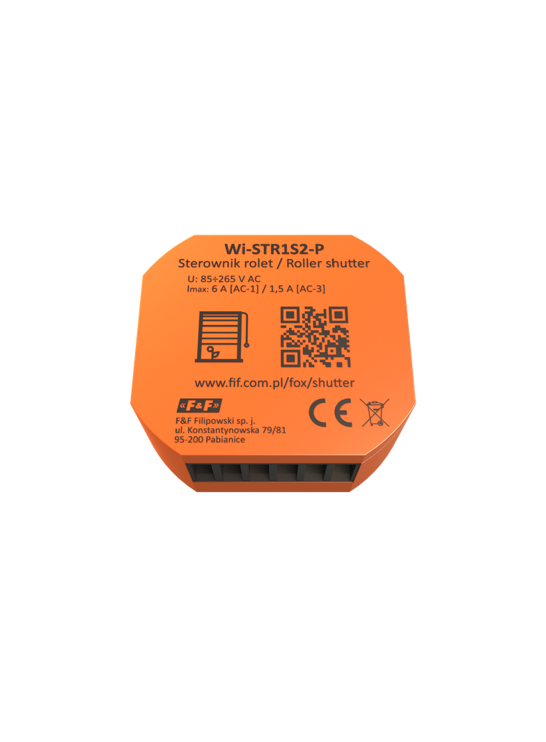 SHUTTER Dopuszkowy sterownik rolet Wi-Fi z silnikiem 230V WI-STR1S2-P F&F