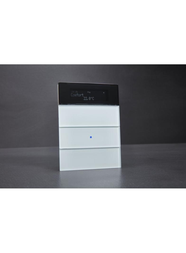 BERKER B.IQ Przycisk potrójny z regulatorem temperatury i wyświetlaczem szkło białe 75663590 HAGER