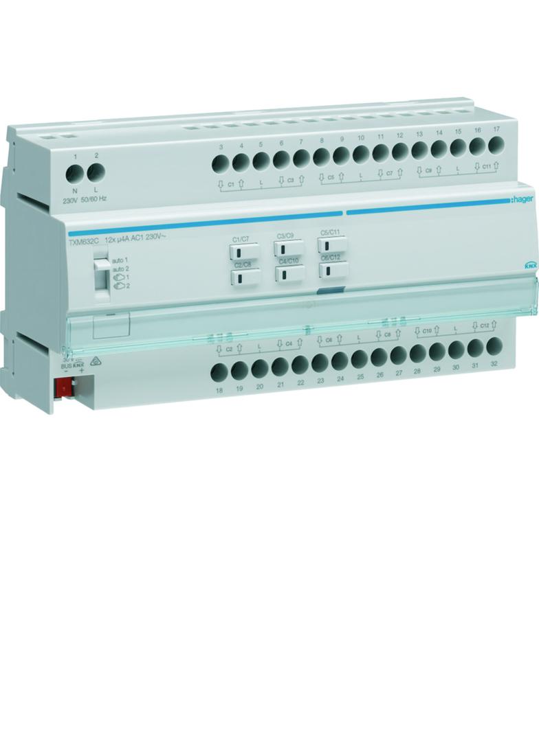 KNX e/s Sterownik żaluzjowy/roletowy 12-krotny 230V AC 10 mod TXM632C HAGER