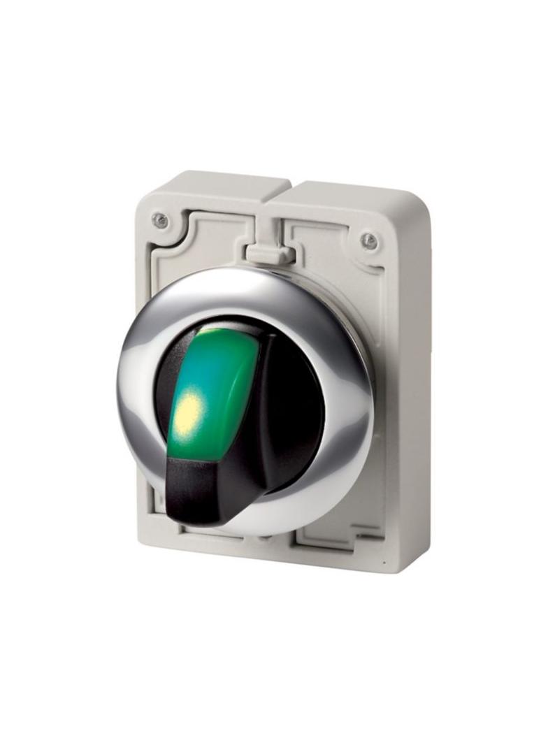M30C-FWRLK-G Przełącznik piórkowy podświetlany 30mm zielony 2 położeniowy bez samopowrotu 187024 EAT