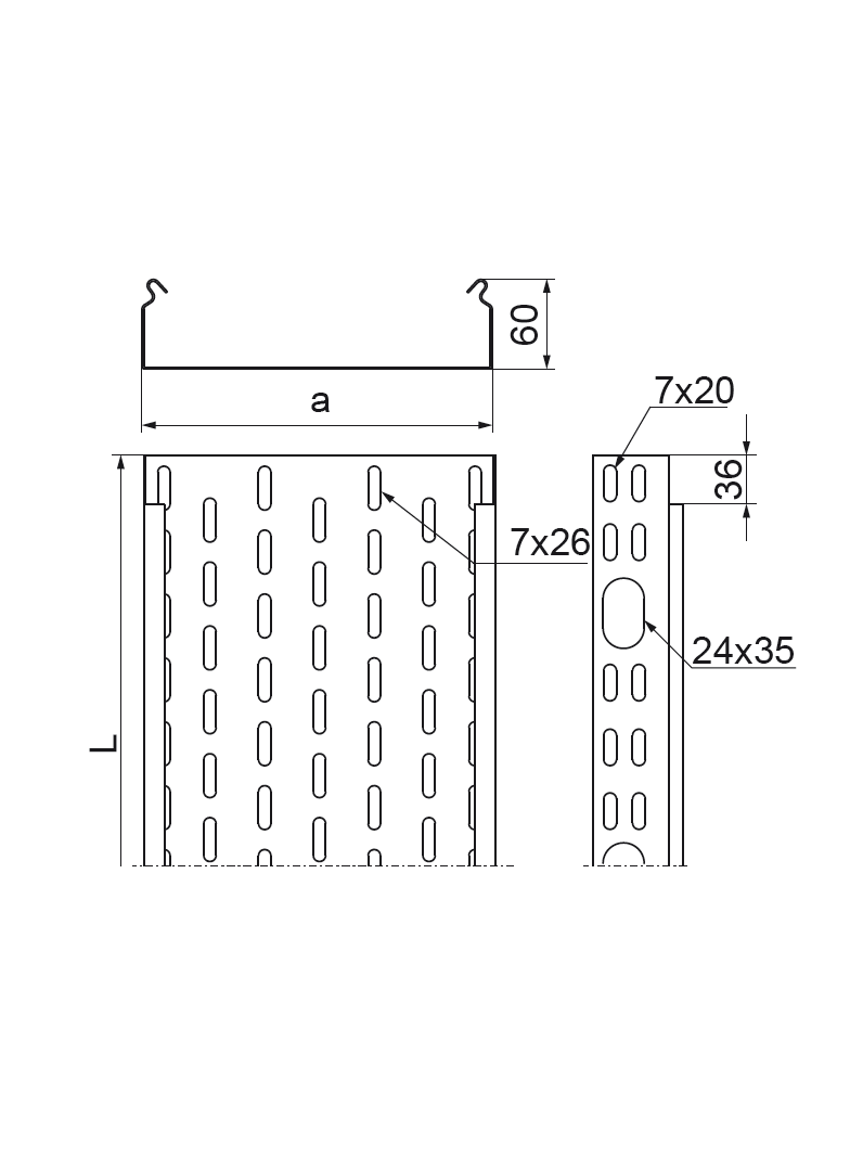 KOJ300H60/3 N KORYTKO 1,0 MM