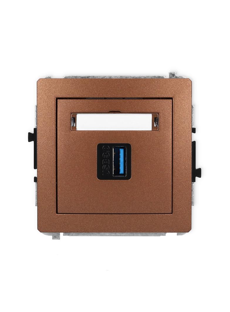 DECO Mechanizm gniazda pojedynczego USB A-A 3.0 brązowy metalik