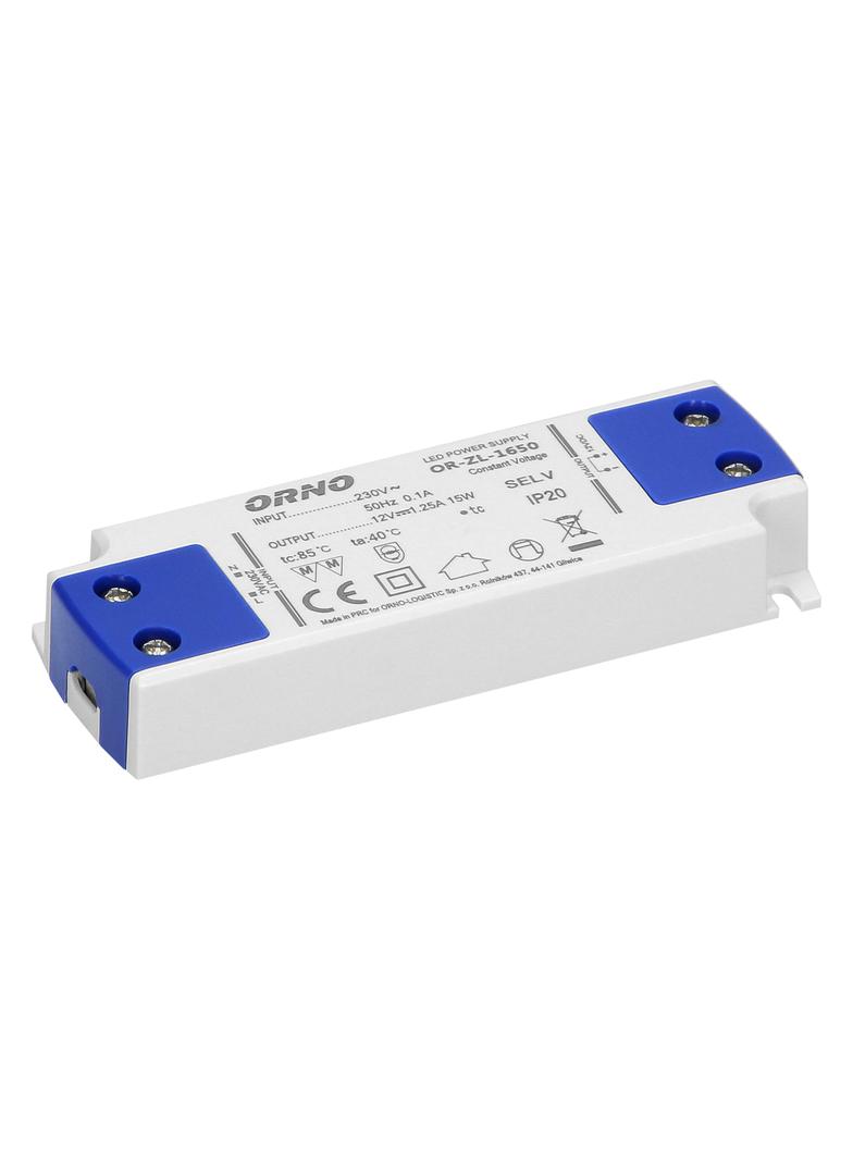 Zasilacz płaski do LED 12VDC 15W IP20 wysokość 16,5mm OR-ZL-1650 ORNO