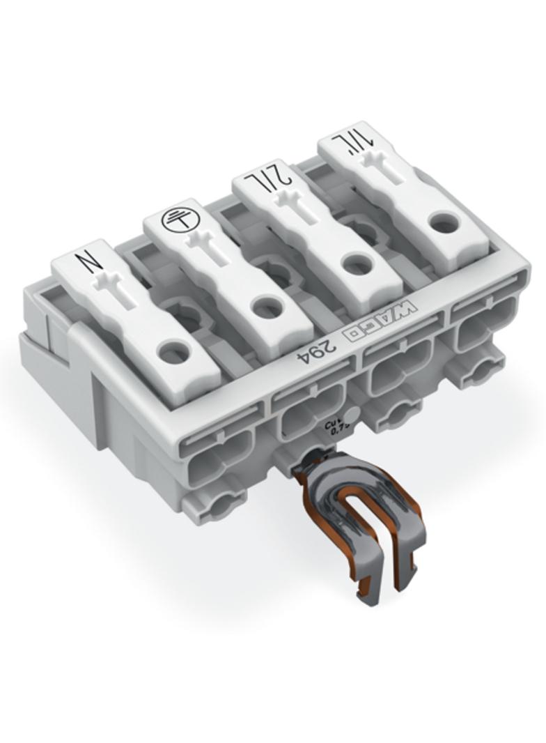 złączka zasilająca 4-biegunowa ze stopkami ze styk. PE