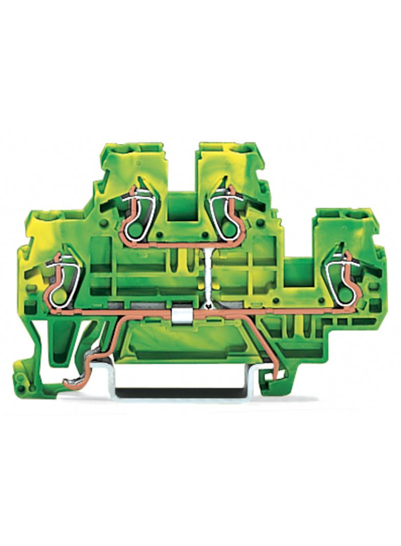 złączka dwupiętrowa PE 4-przewodowa 2,5 mm2 żółto-zielona