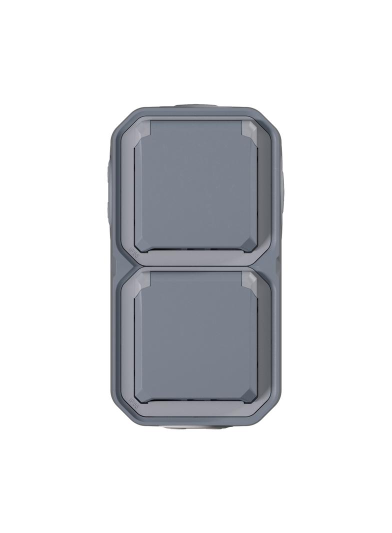 NOWE PLEXO - GNIAZDO SCHUKO 2X2P+Z PIONOWE KOMPLET NATYNKOWY 16A-250V SZARE 069744L LEGRAND