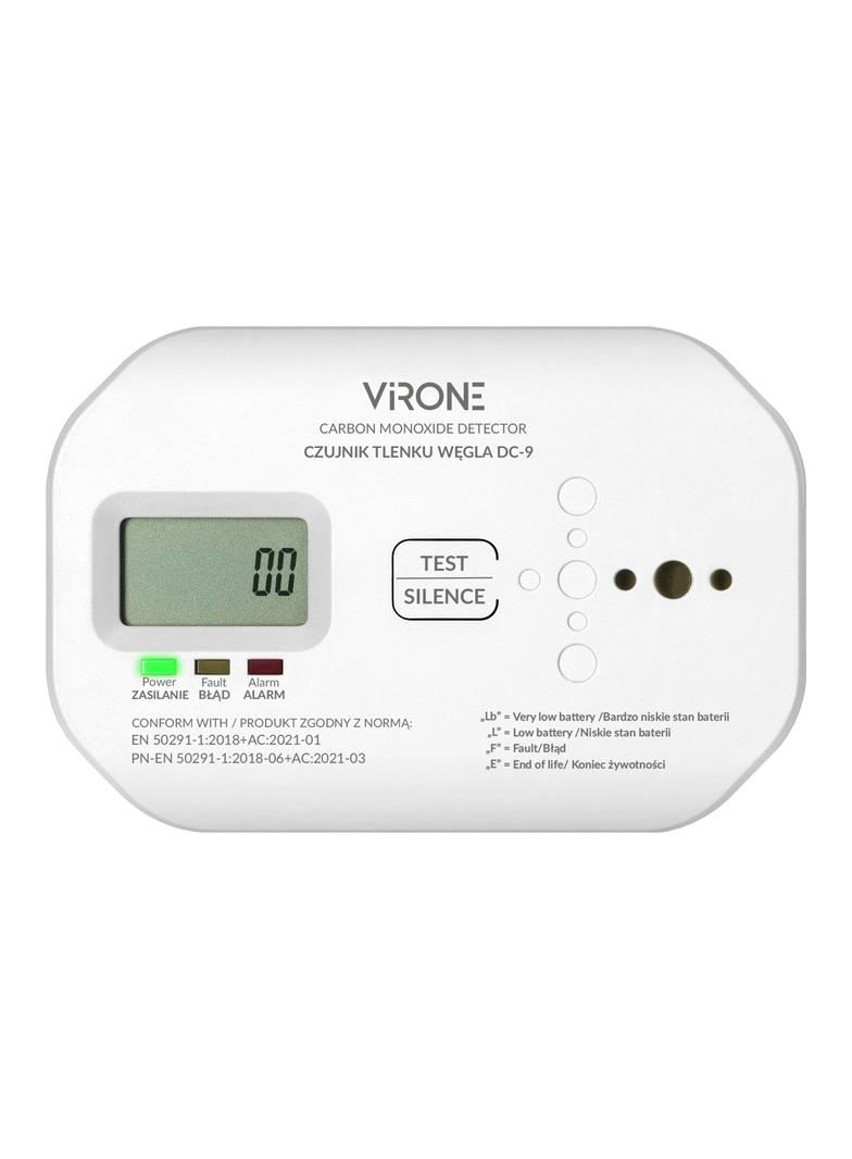 Bateryjny czujnik tlenku węgla (czadu), 2xAA, żywotność sensora 10 lat