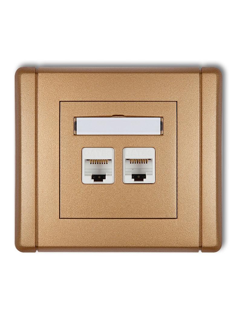FLEXI Gniazdo komputerowe podwójne 2xRJ45, kat. 5e, 8-stykowe złoty metalik 8FGK-2 KARLIK