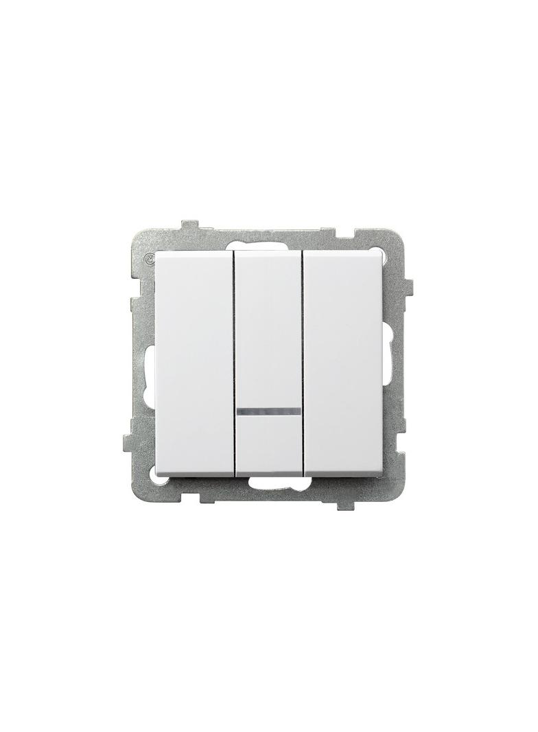 SONATA Łącznik potrójny z podświetleniem niebieskim - kolor biały mat