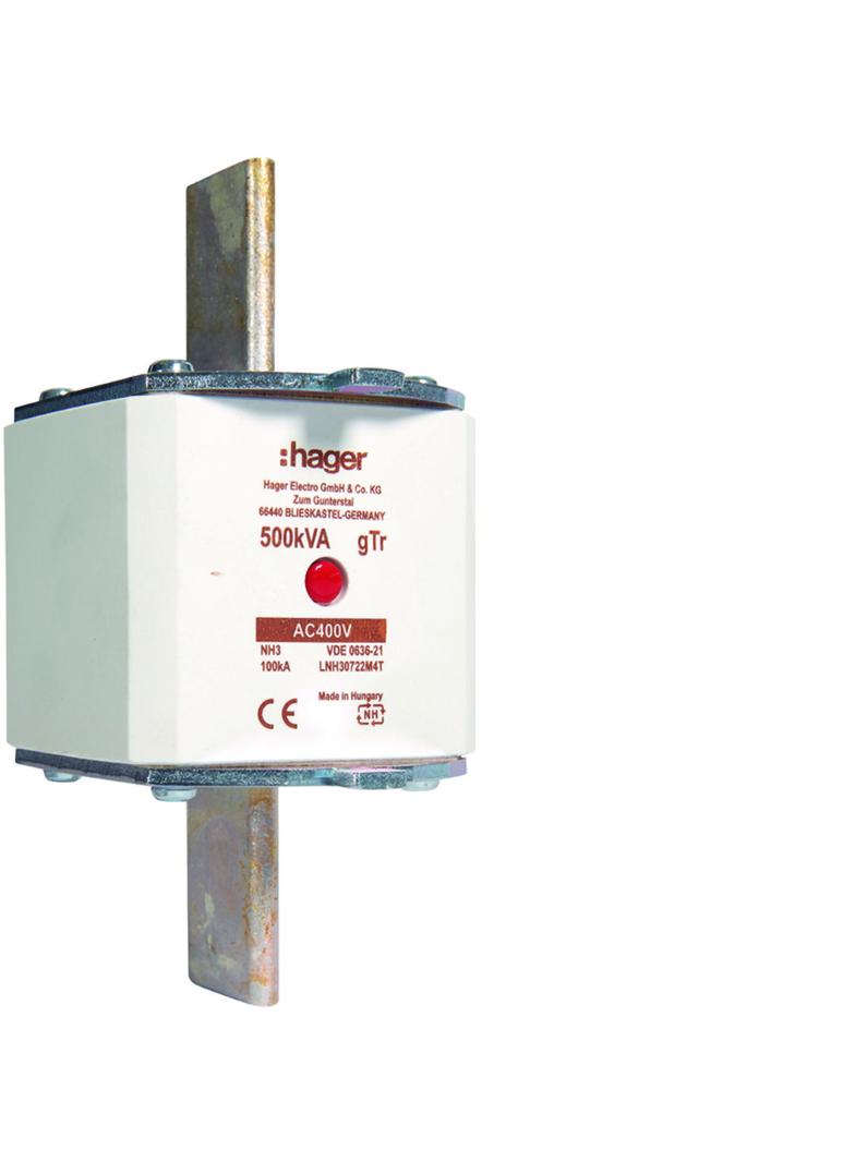 Wkładka bezp. nożowa NH3 wsk.podw. uchwyt nieiz. gTr 722A 400VAC LNH30722M4T HAGER