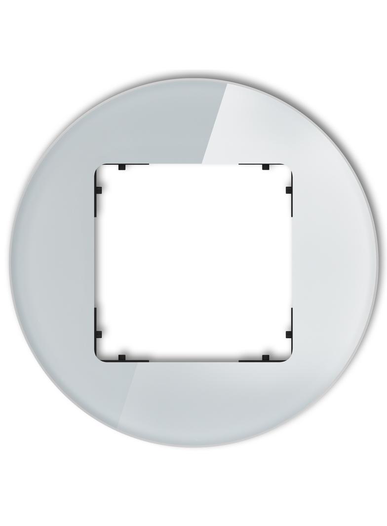 ICON Ramka uniwersalna pojedyncza okrągła - efekt szkła (ramka: szara; spód: czarny) szary