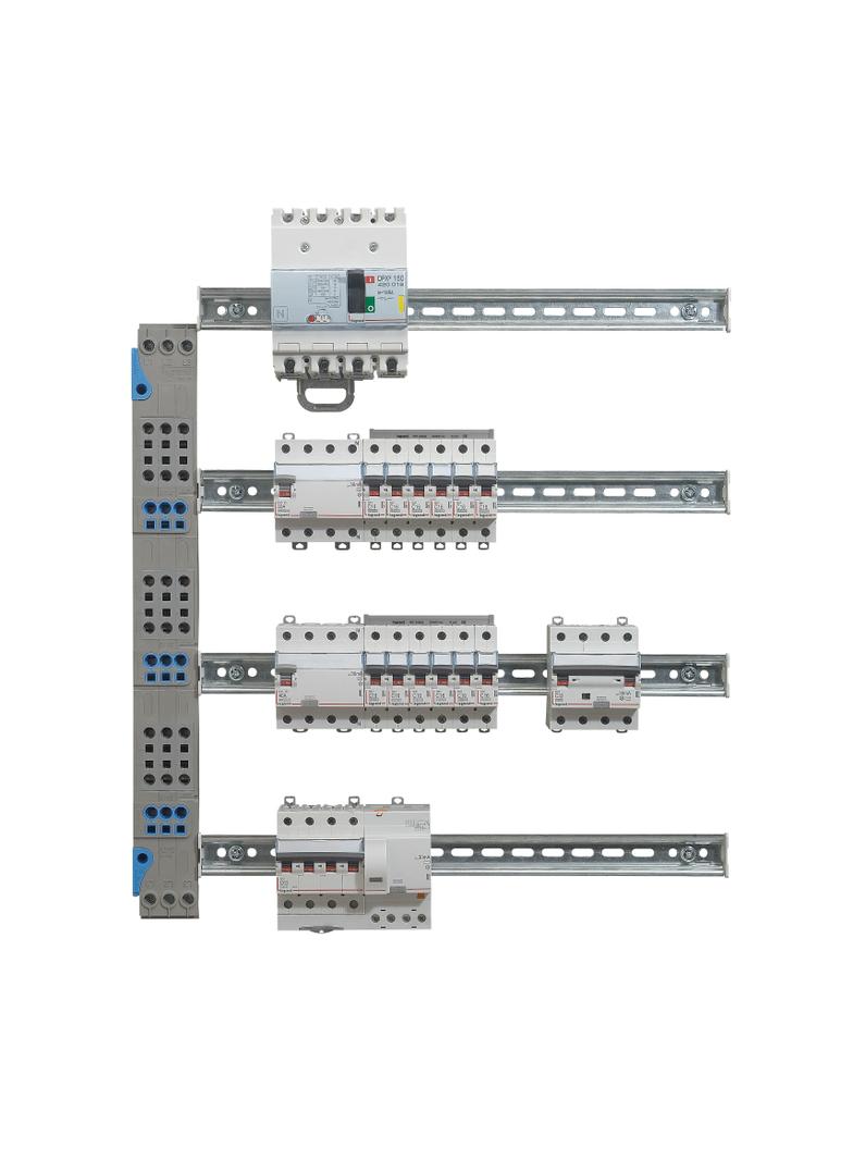 VX3 BLOK ROZDZIELACZA PIONOWEGO DO ROZDZIELNI 4 RZĘDOWEJ 125 A, ZACISKI SPRĘŻYNOWE, Legrand