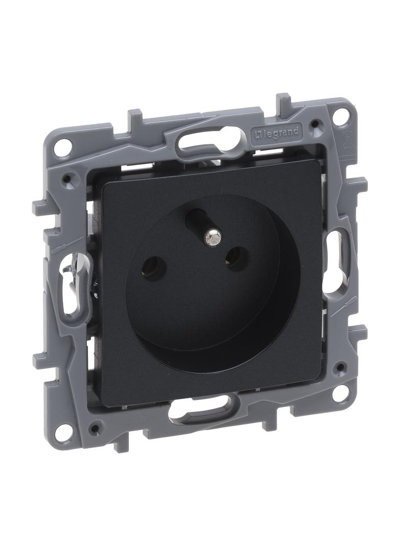 Niloe Selection - Gniazdo 2P+Z 16A - 250 V (Bez Przesłony Zaciski Śrubowe) Antracyt 762240 LEGRAND