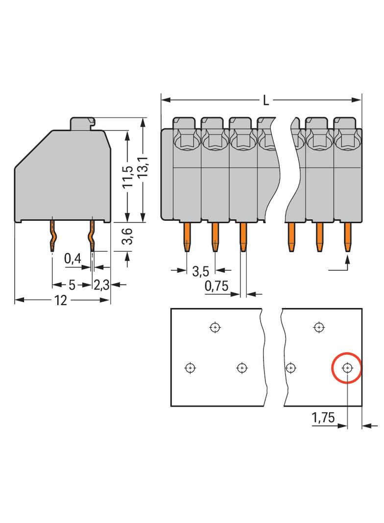 listwa zaciskowa do pł. drukowanych 15-bieg. niebieska raster 3,5 mm /20szt./ WAGO