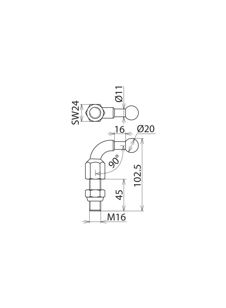 Punkt mocowania kulowy fi 20 mm kątowy 90 st.