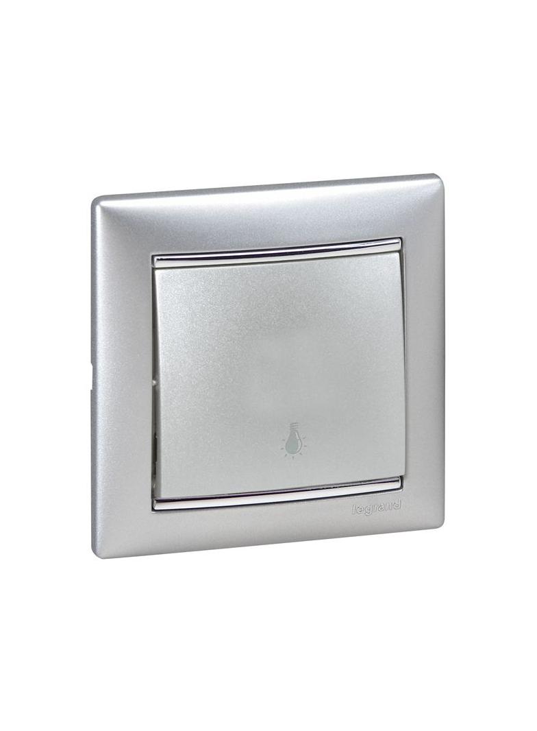 VALENA PRZYCISK JEDNOBIEGUNOWY Z SYMBOLEM LAMPY 10A-250V~ ALUMINIUM, Legrand