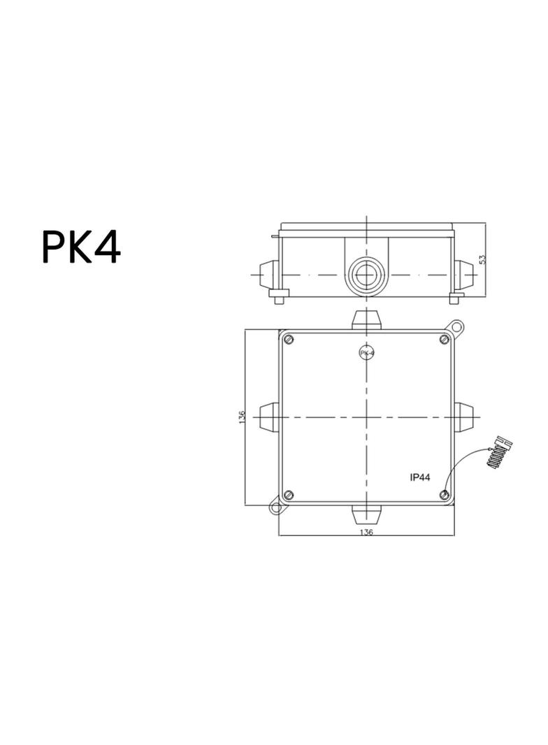 PK4 ,  Puszka natynkowa dławicowana IP 20 (125x125x45 mm), biały