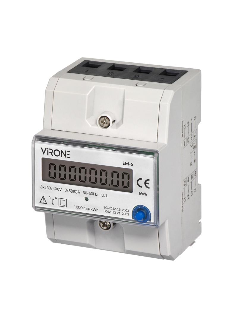 Licznik trójfazowy przycisk reset podlicznik energii prądu 3-FAZ LCD 80A VIRONE