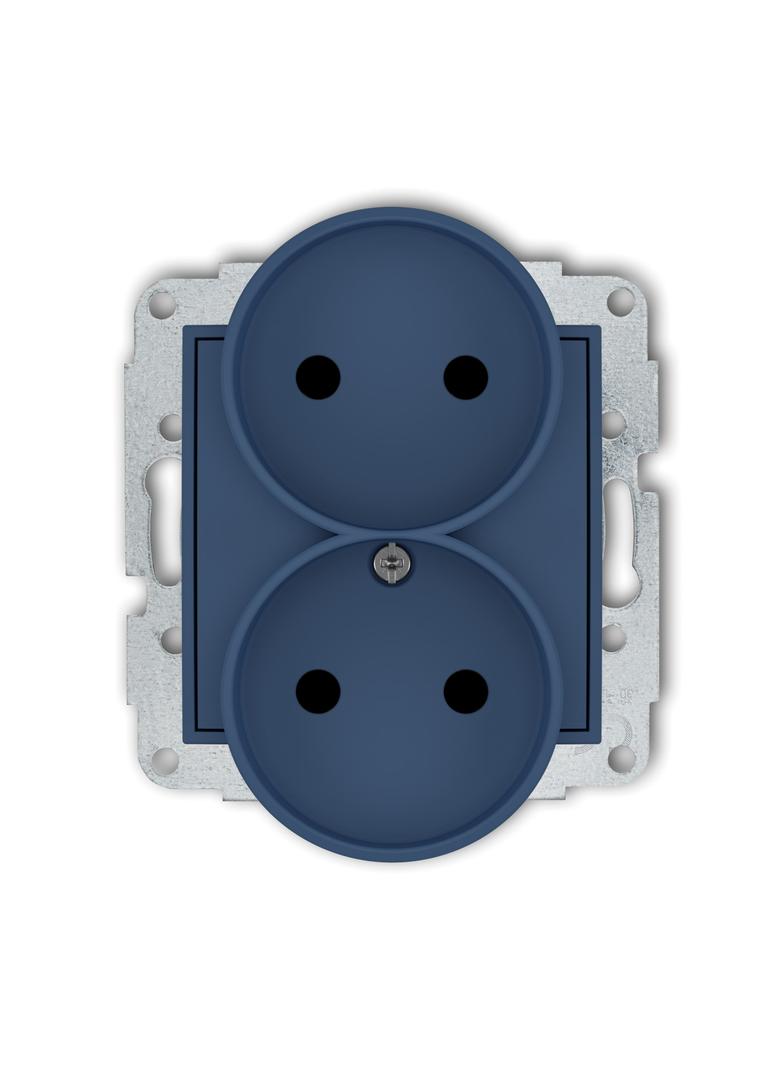 ICON Gniazdo podwójne do ramki bez uziemienia (przesłony torów prądowych) navy blue 64IGPR-2p KARLIK