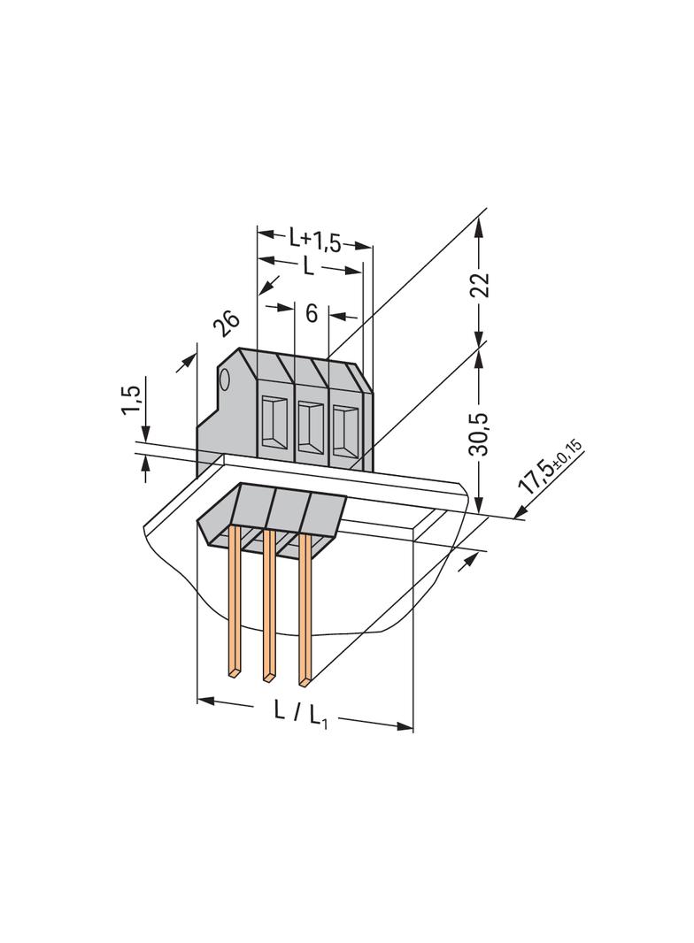 złączka przepustowa 4 mm2 pinowa, do płyt 1,5 mm