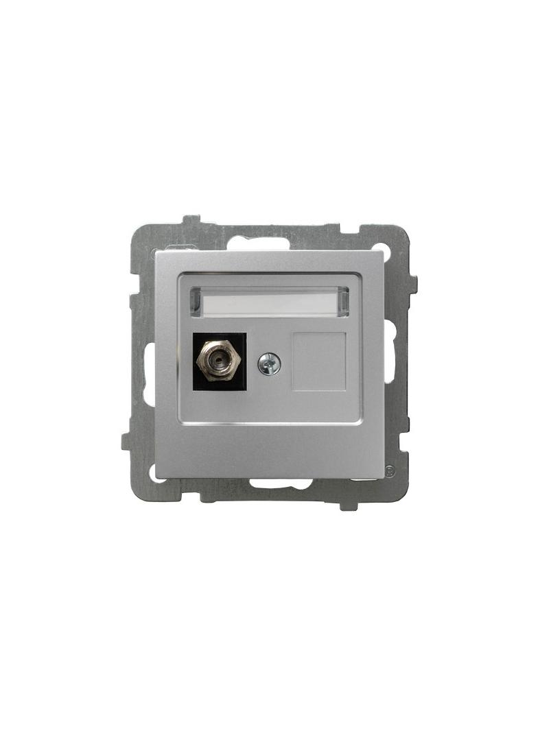 AS Gniazdo antenowe typu F pojedyncze - kolor srebro