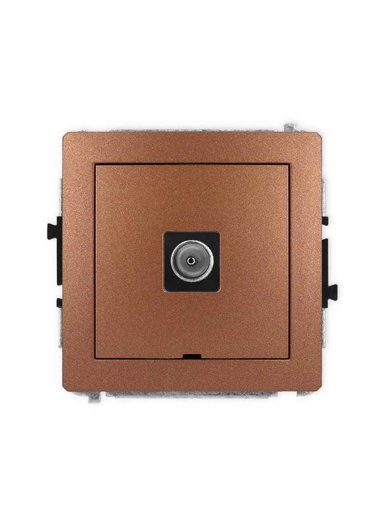 DECO Mechanizm gniazda antenowego pojedynczego TV, bez pola opisowego brązowy metalik