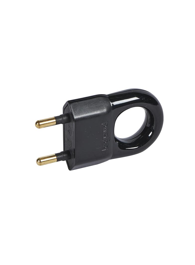 Wtyczka 2P 2,5A Plastikowa Czarna Z Pierścieniem Helmo 050309 LEGRAND