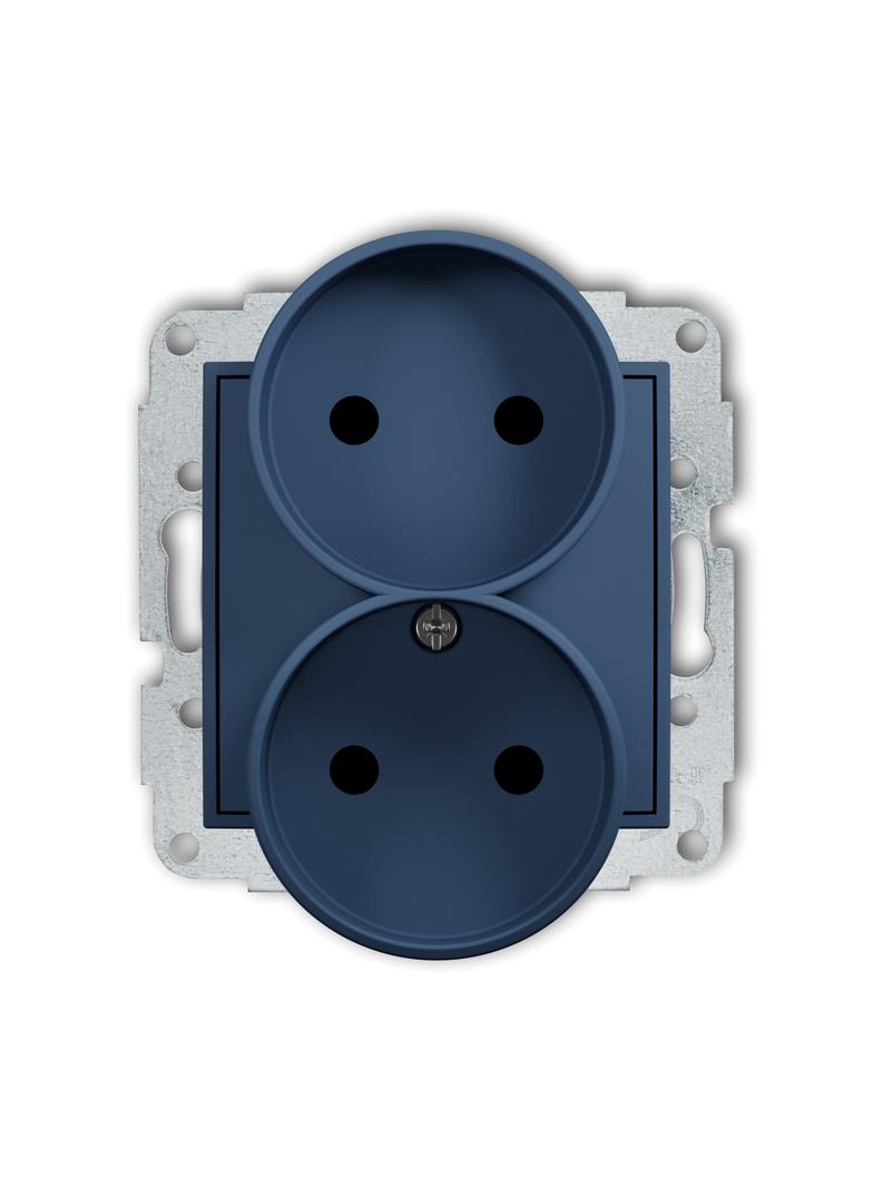 ICON Gniazdo podwójne do ramki bez uziemienia (przesłony torów prądowych) navy blue 64IGPR-2p KARLIK