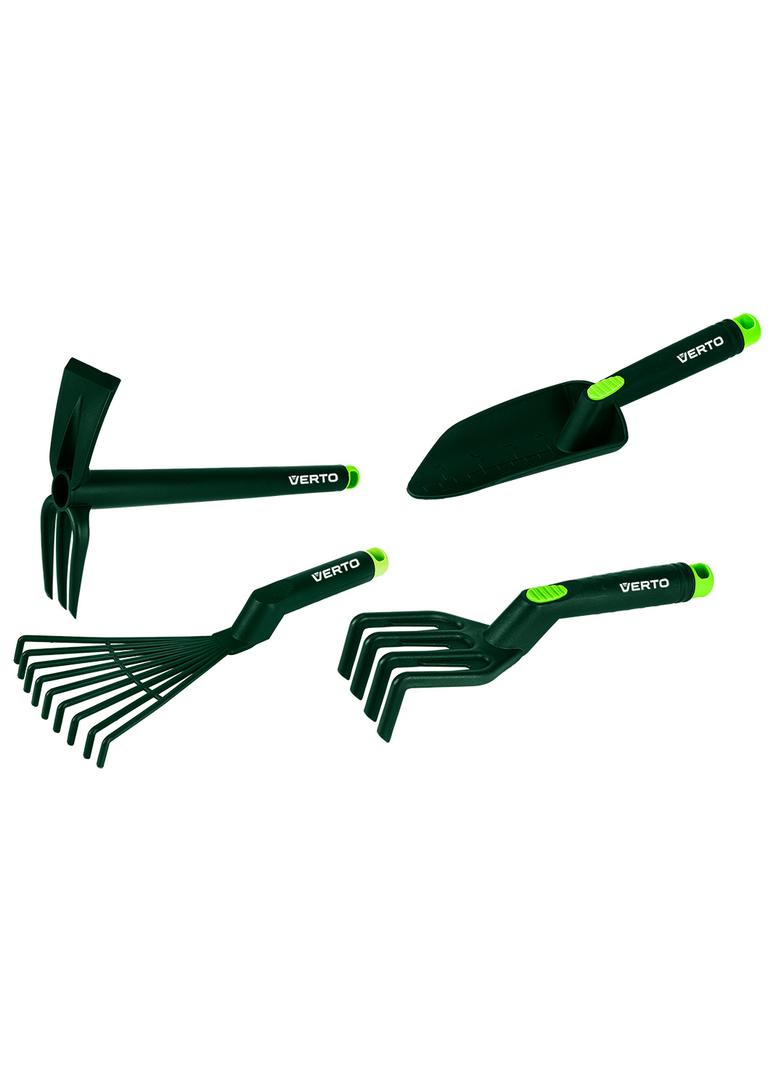 Zestaw narzędzi ręcznych 4 szt. tworzywo sztuczne (grabki, pazurki, łopatka, motyko/pazurki)