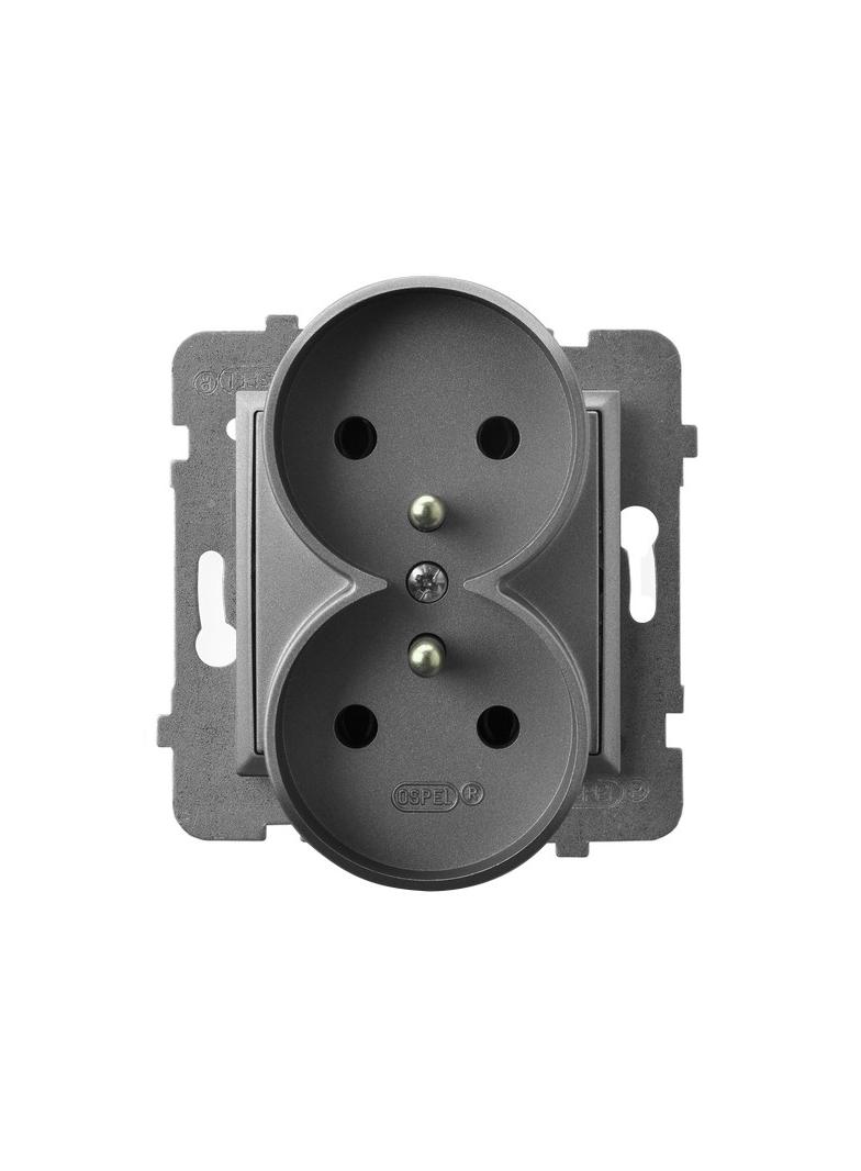 ARIA Gniazdo podwójne z uziemieniem moduł bez ramki - kolor szary mat GP-2URZ/m/70