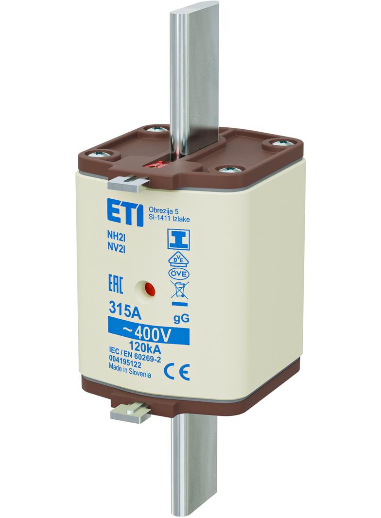 Wkładka topikowa NH zwłoczna KOMBI Zaczepy izolowane NH2/I gG 315A 400V 004195122 ETI