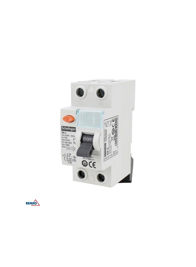 WYŁĄCZNIK RÓŻNICOWOPRĄDOWY A 2P 63A 30mA SCHELINGER